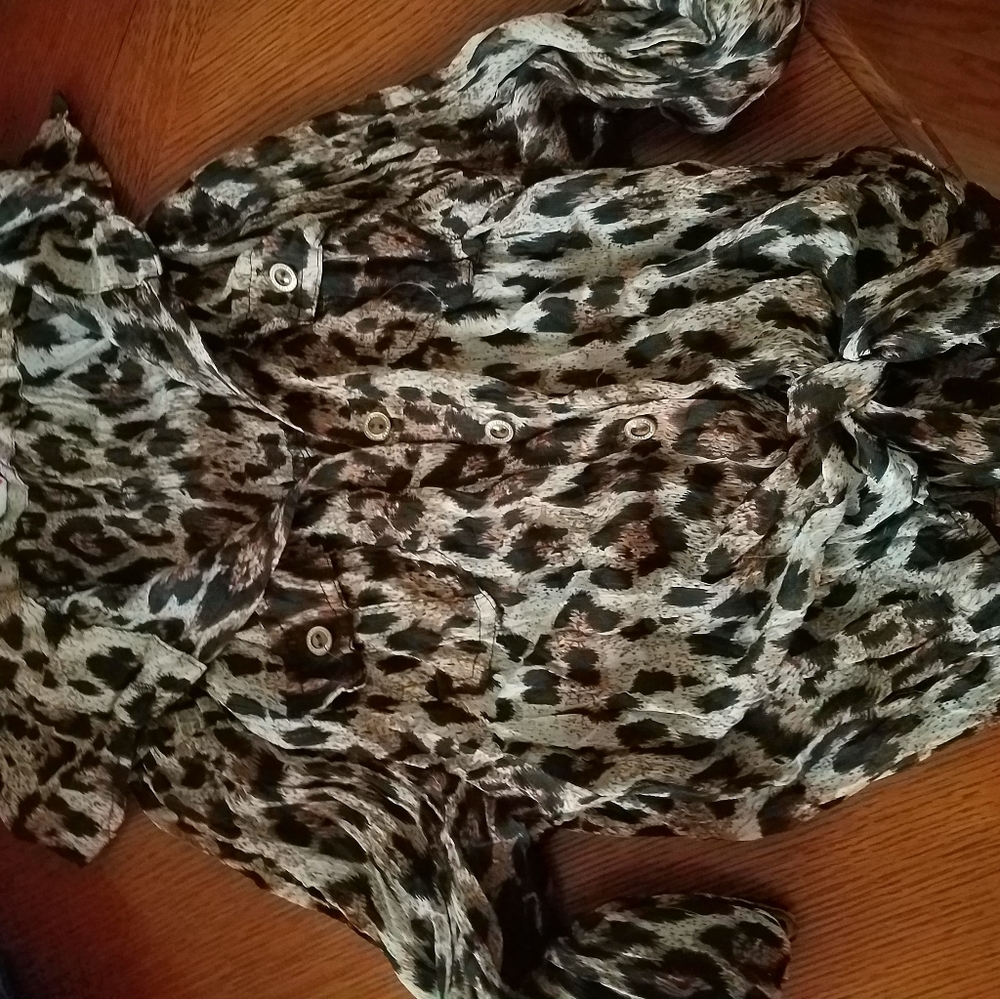Leopard crop button down blouse - Picture 4 of 4
